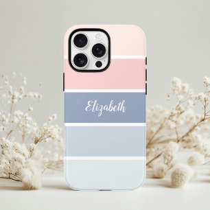 Capa Para iPhone Da Case-Mate Serene Skies Dusty Blue Blush Stripes Personalizad