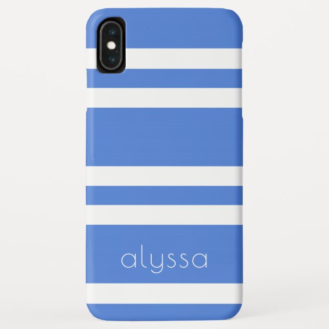 Capa Para iPhone, Case-Mate Seu nome é Francês Blue e White Double Strips (Verso)