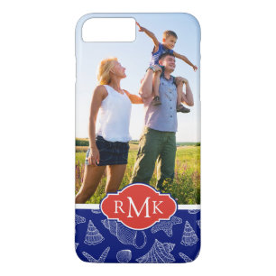 Capa iPhone 8 Plus/7 Plus Shell azul modela seus foto & monograma