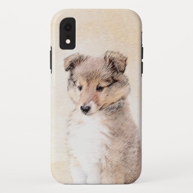 Capa Para iPhone, Case-Mate Shetland Sheepdog Puppy Pintura Original (Verso)