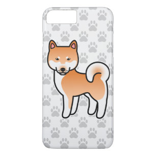 Capa iPhone 8 Plus/7 Plus Shiba Inu, caricatura vermelha
