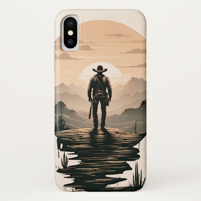 Capa Para iPhone, Case-Mate Silhouette do Cowboy Ocidental (Verso)