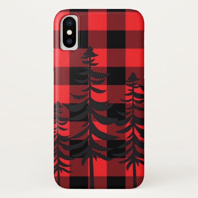 Capa Para iPhone, Case-Mate Silhouette Evergreen, Xadrez vermelha (Verso)