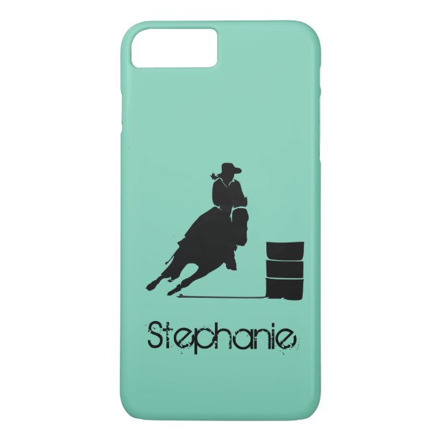 Capa Para iPhone, Case-Mate Silhueta de Barrel Racing Girl em um cenário verde (Verso)