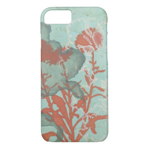 Capa Para iPhone Da Case-Mate Silhueta de Flores Vermelhas em Fundo Teal