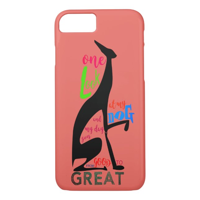 Capa Para iPhone, Case-Mate Silhueta Simples Italiana De Greyhound Eu Amo Meu  (Verso)