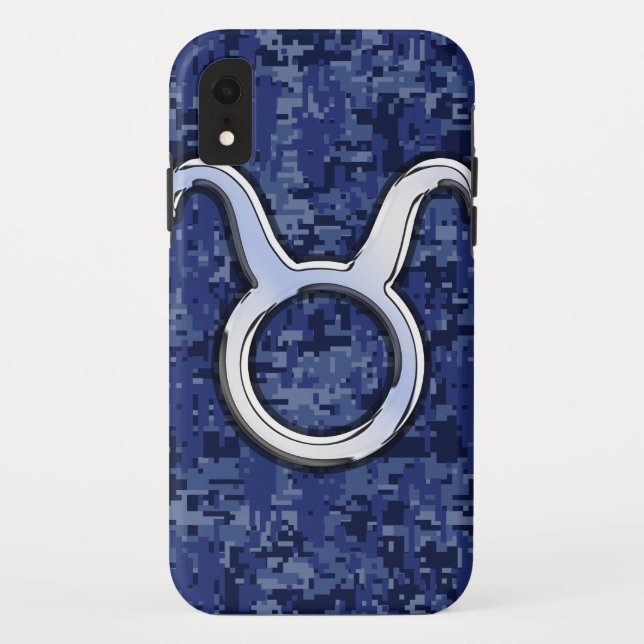 Capa Para iPhone, Case-Mate Silver Taurus Zodiac Sinal Marinho Camo Digital Az (Verso)