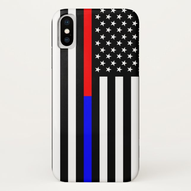 Capa Para iPhone, Case-Mate símbolo azul vermelho-fino da polícia bombeiros sí (Verso)