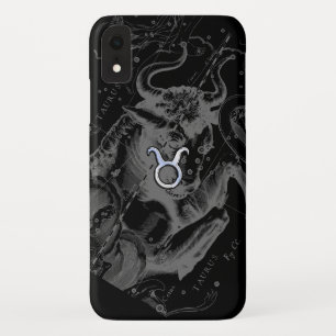 Capa Para iPhone XR Símbolo Cromo Style Taurus Zodiac em Hevelius Bla