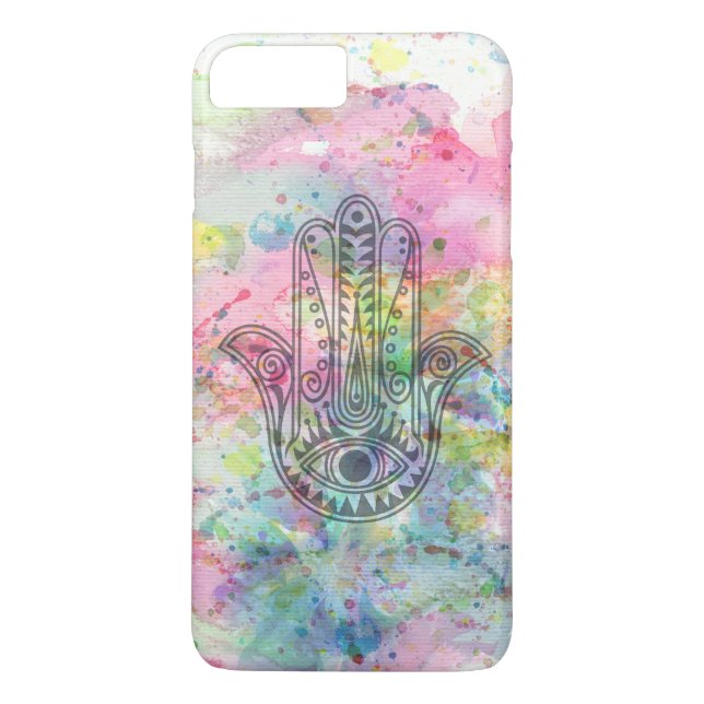 Capa Para iPhone, Case-Mate Símbolo de Mão HAMSA Colorida Watercolor (Verso)