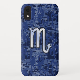 Capa Para iPhone XR Símbolo do zodíaco da Escorpião em azuis marinh
