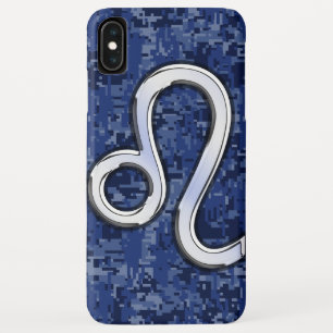 Capa Para iPhone XS Max Símbolo do zodíaco de Leo na camuflagem de Digit