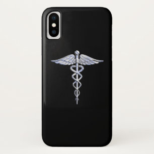 Capa Para iPhone X Símbolo médico de Caduceus a preto