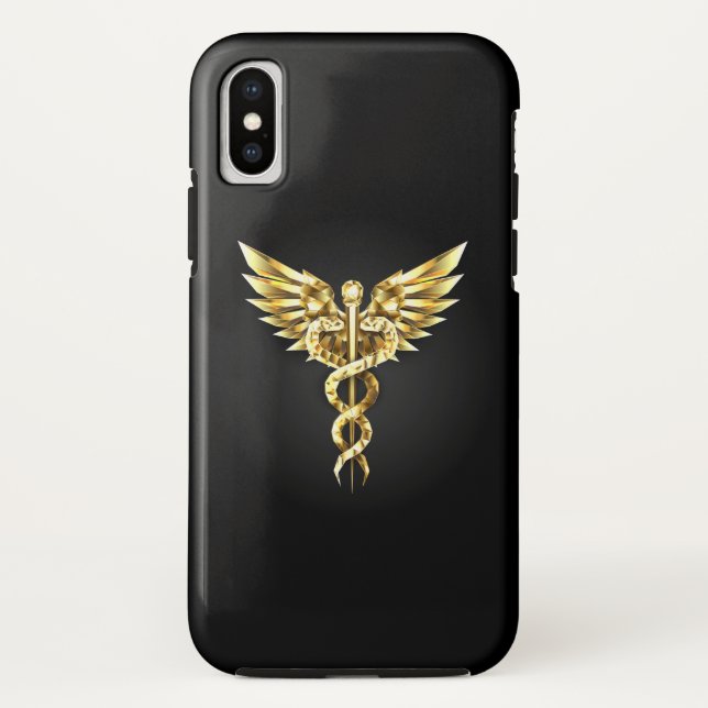 Capa Para iPhone, Case-Mate Símbolo Poligonal Dourado Caduceus (Verso)