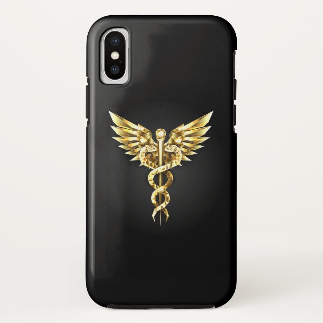 Capa Para iPhone, Case-Mate Símbolo Poligonal Dourado Caduceus (Verso)