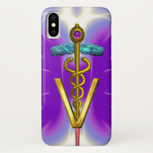 Capa Para iPhone Da Case-Mate SÍMBOLO VETERINÁRIO CADUEUS ouro/Fúcsia Roxa