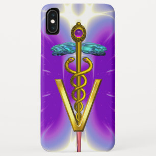 Capa Para iPhone Da Case-Mate SÍMBOLO VETERINÁRIO CADUEUS ouro/Fúcsia Roxa