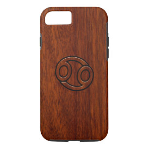 Capa iPhone 8/ 7 Símbolo Zodiac cancer no estilo de madeira de Mah