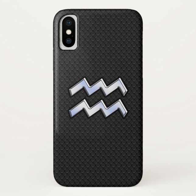 Capa Para iPhone, Case-Mate Símbolo Zodiac de Prata Moderno Aquário em Cobra (Verso)