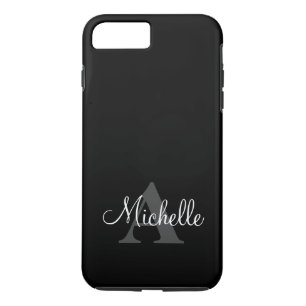 Capa Para iPhone Da Case-Mate Simples Cinza Preta Seu Monograma Personalizado