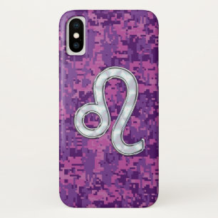 Capa Para iPhone X Sinal de Leo em Digitas fúcsia cor-de-rosa