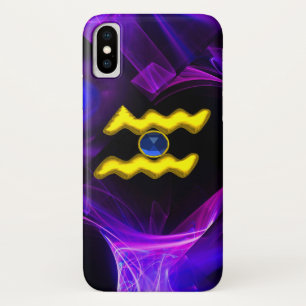 Capa Para iPhone Da Case-Mate SINAL ZODIAC DOURADO AQUARIADO Fracais Roxos Azuis