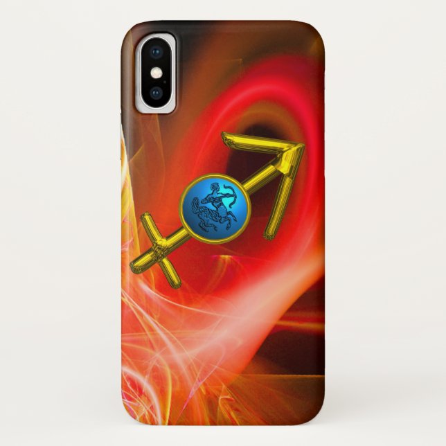 Capa Para iPhone, Case-Mate SINAL ZODIAC SAGITTARIUS,Cabos Fractais Amarelos v (Verso)