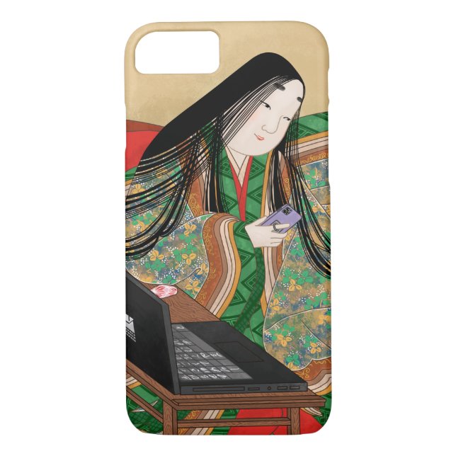 CAPA PARA iPhone, Case-Mate  SNSを楽しむ平安時代の女性・紫式部 (Verso)