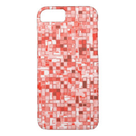 Capa iPhone 8/ 7 Sobreposição de pequenos quadrados, tons de vermel