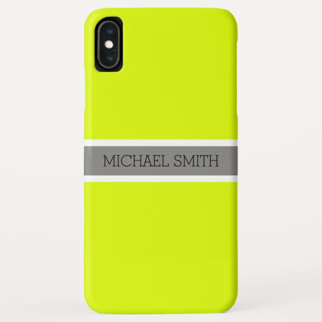 Capa Para iPhone, Case-Mate Solid Chartreuse Modern Cinza Nome Elegante da Fai (Verso)
