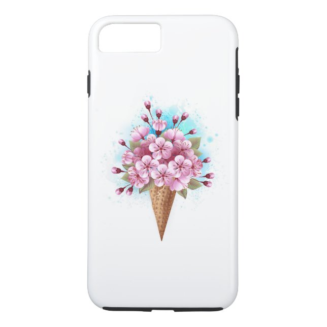 Capa Para iPhone, Case-Mate Sorvete Waffle Rosa Sakura Cone (Verso)