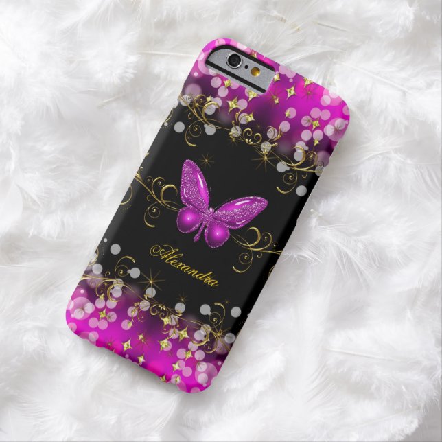 Capa Para iPhone, Case-Mate Sparkles pretos Dourados exóticos da borboleta do (In Loco)
