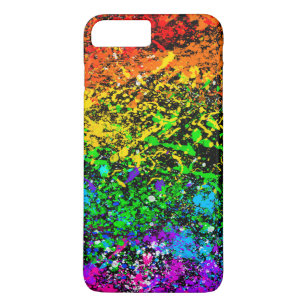 Capa iPhone 8 Plus/7 Plus Splatter preto da pintura da cor do arco-íris