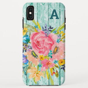 Capa Para iPhone Da Case-Mate Spray Floral de Rosa de Aquarela com Inicial