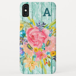 Capa Para iPhone Da Case-Mate Spray Floral de Rosa de Aquarela com Inicial