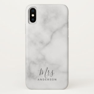 Capa Para iPhone Da Case-Mate Sr. e Sra. Elegante White Marble Modern Script