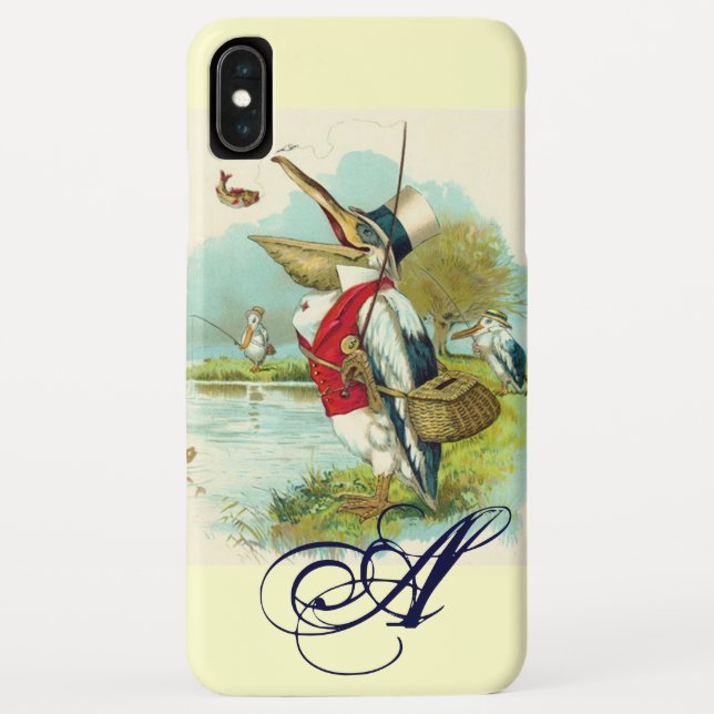 Capa Para iPhone, Case-Mate SR. PELICAN FISHING MONOGRAMA, creme (Verso)