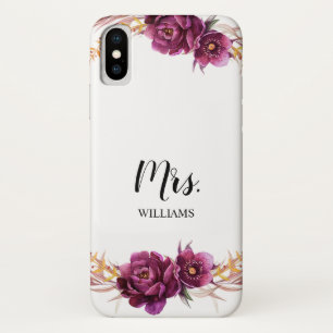 Capa Para iPhone Da Case-Mate Sra. personalizada Noiva da flor de Borgonha