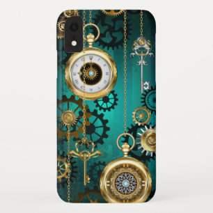 Capa Para iPhone Da Case-Mate Steampunk Jewelry Watch em um fundo verde