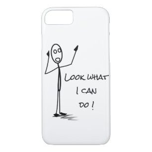 Capa iPhone 8/ 7 Stickman engraçado no telefone Preto Branco