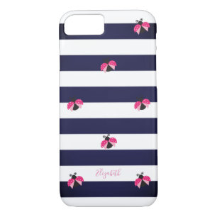 Capa iPhone 8/ 7 Striped Adorável,Ladybird -Personalizado