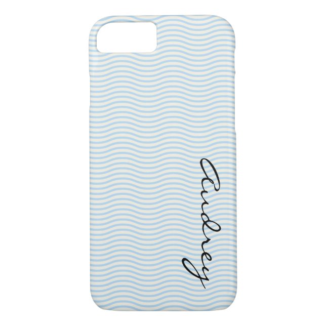 Capa Para iPhone, Case-Mate Stripes Azuis de CustomName (Verso)