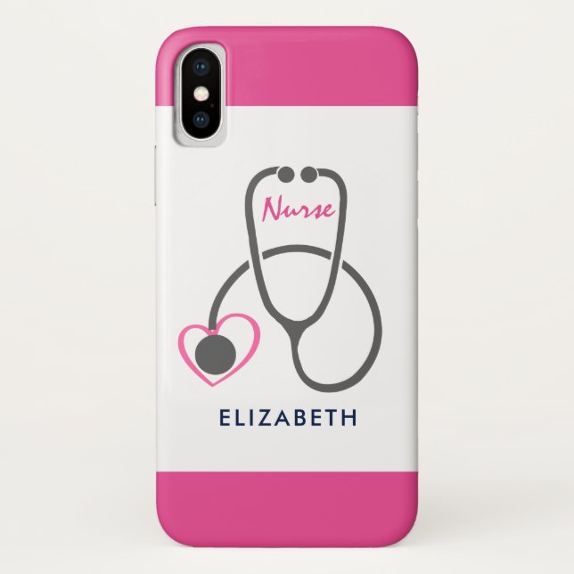 Capa Para iPhone, Case-Mate Stylish Gray Nursing Stethoscope Illustration (Verso)