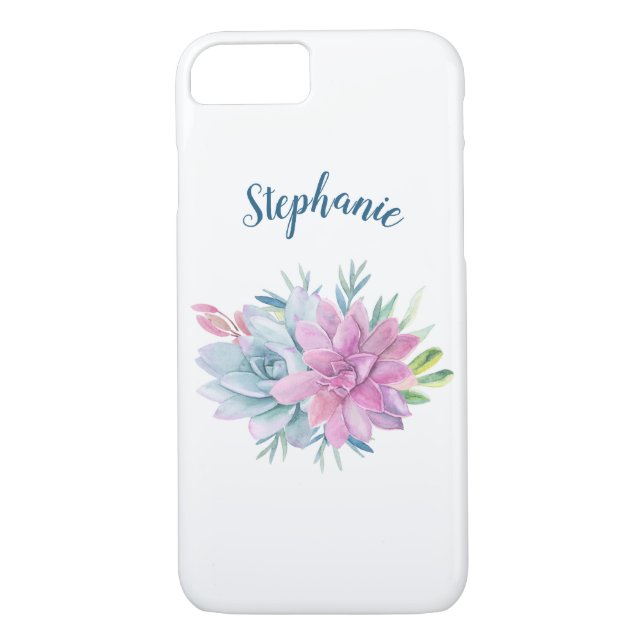 Capa Para iPhone, Case-Mate Sucultura de Aquarela Personalizada (Verso)