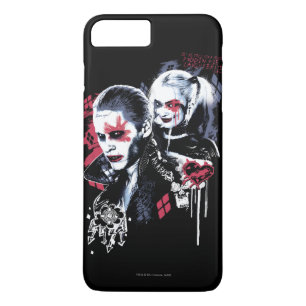 Capa iPhone 8 Plus/7 Plus Suicide Squad   Joker & Harley Painted Graffiti