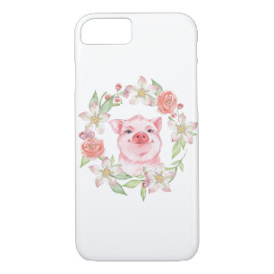 Capa iPhone 8/ 7 Suínos e flores