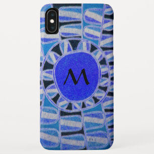 Capa Para iPhone XS Max SUN SOLAR ENERGY MONOGRAMA azul preto branco