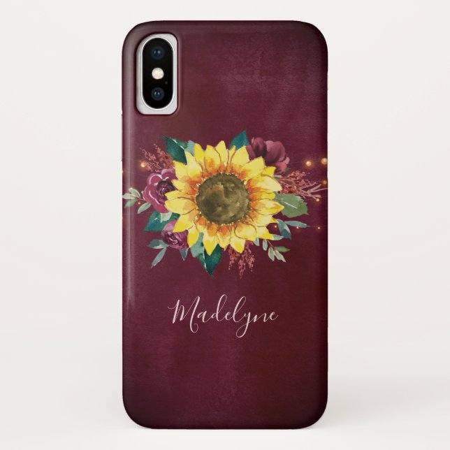 Capa Para iPhone, Case-Mate Sunflower Lights Burgundy Floral (Verso)