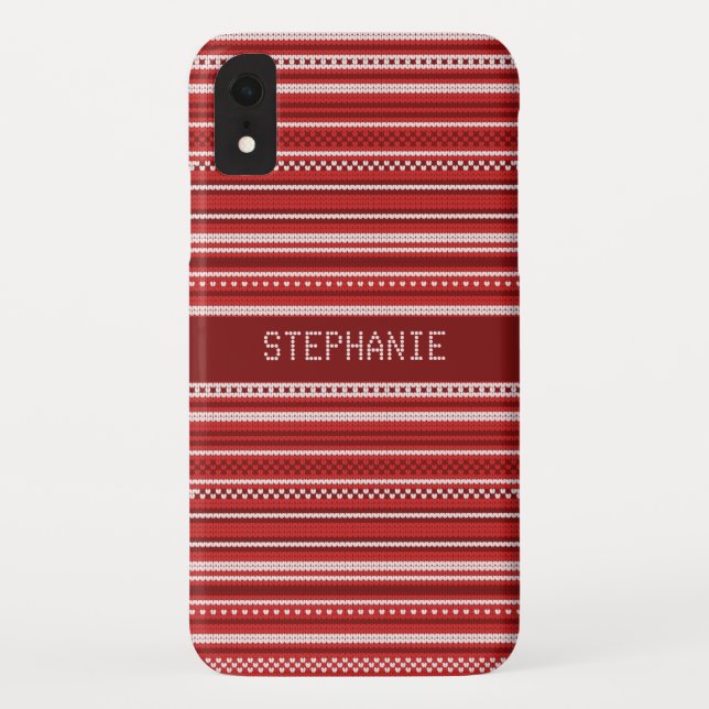 Capa Para iPhone, Case-Mate Sweater Red Stripe Natal Personalizado (Verso)