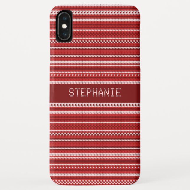 Capa Para iPhone, Case-Mate Sweater Red Stripe Natal Personalizado (Verso)